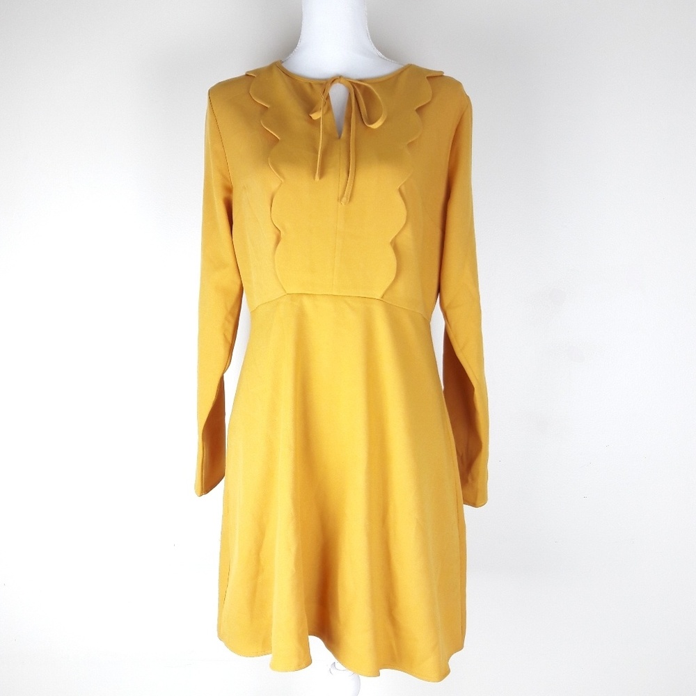 English Factory Sz Large Mod Midi Dress Yellow